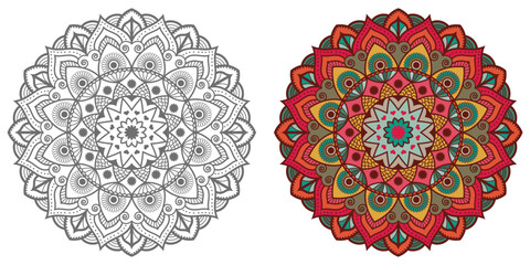 colourful modern mandala design , black and white mandala design, abstract mandala floral ornament