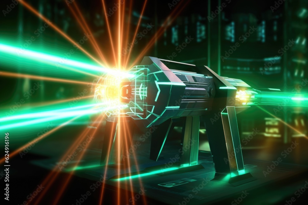 Wall mural futuristic laser propulsion system in action, created with generative ai