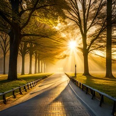 sunset in the park generated AI