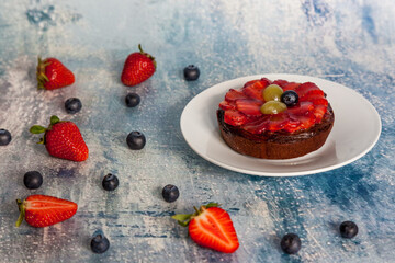 Sweet dessert on a white plate with