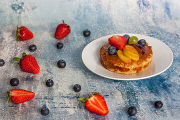 Sweet dessert on a white plate with