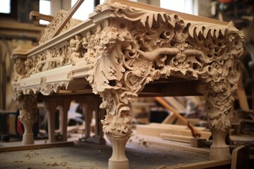 Fototapeta na wymiar carving the piano legs and intricate details, created with generative ai