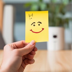 hand drawing emoji on adhesive note paper 