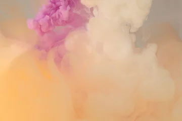  Abstract smoke background. Ink colors blot in water. Yellow, pink, beige tone. © Liliia