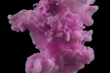 Deurstickers Abstract smoke background. Ink colors blot in water. Pink, black tone. © Liliia