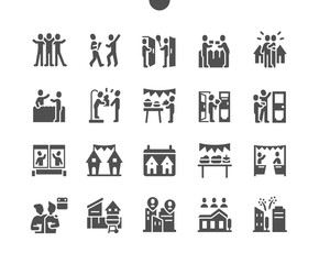 European Neighbours Day of May. Picnic celebrate. Festive table. National tradition. Calendar. Vector Solid Icons. Simple Pictogram