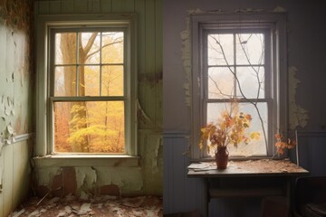 Fototapeta na wymiar before and after comparison of broken and fixed window, created with generative ai
