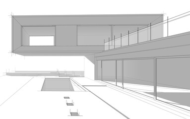 Fototapeta premium house building sketch architectural 3d illustration