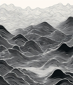 peaks and valleys, black and white (partially generative ai content)