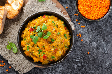 Red Lentils Indian Curry Dal, Lentil Dhal, Tasty Meal