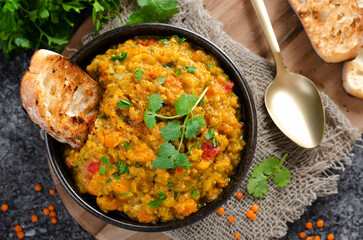 Red Lentils Indian Curry Dal, Lentil Dhal, Tasty Meal