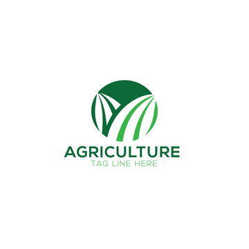 Agriculture logo with a sprout plant symbol
