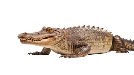 Obraz premium an American alligator (Alligator mississippiensis) full body 3/4 view in a Wildlife-themed, photorealistic illustration in a PNG format, cutout, and isolated. Generative AI
