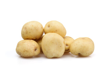 Young potato tubers on a white background
