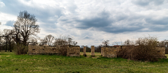 Ruins of Hubertova sopa in Lednicko - valticky areal in Czech republic