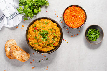 Red Lentils Indian Curry Dal, Lentil Dhal, Tasty Meal