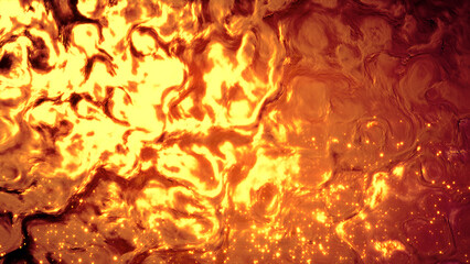 blazing red and orange biological shapes relievo - abstract 3D rendering