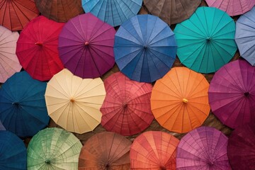 Fototapeta na wymiar colorful umbrella fabric swatches for selection, created with generative ai