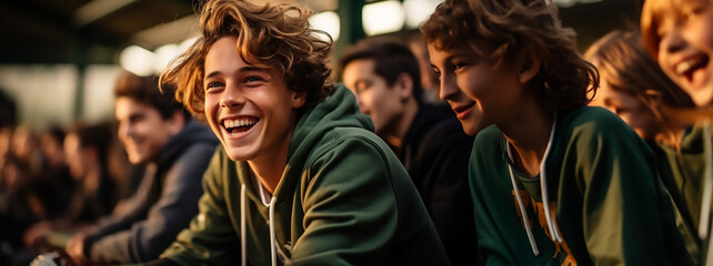 Fototapeta na wymiar Portrait of multicultural teenage boys happy smile outdoor