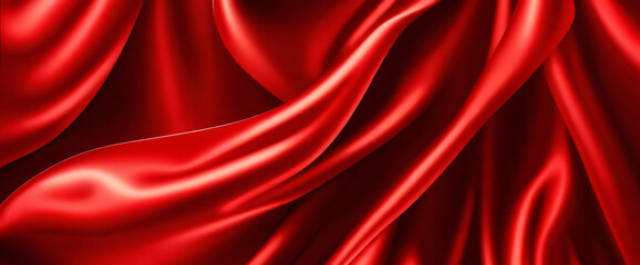 Obraz premium Red silk satin. Curtain. Luxury background for design. Shiny fabric.