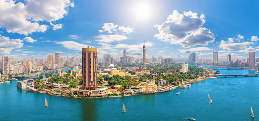Cairo aerial view, the Nile and Gezira Island, Egypt © AlexAnton