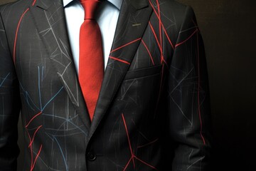 tailors chalk markings on suit fabric, created with generative ai