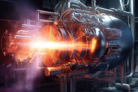advanced plasma propulsion engine at work, created with generative ai