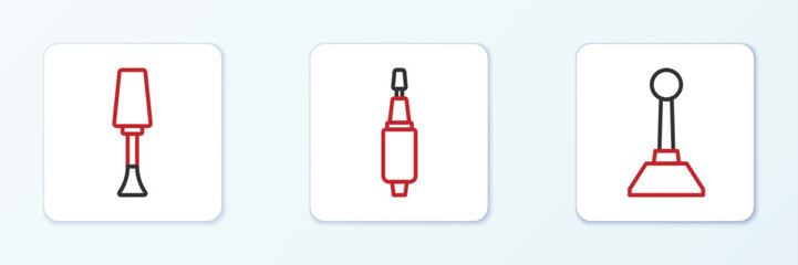 Set line Milling cutter for manicure, Nail polish and icon. Vector