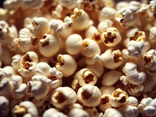 Popcorn, closeup view. Ai generative.