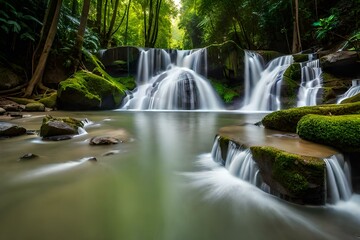 Fototapeta na wymiar waterfall in the forest generated ai