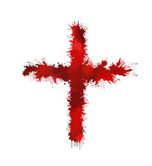 Cross red bloody. Vector illustration