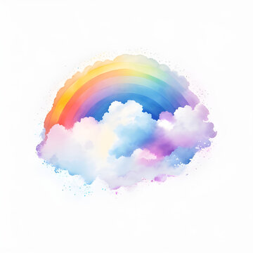 watercolor rainbow and clouds, generative ai