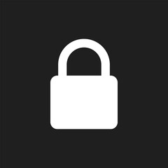 Flat simple whie lock padlock icon in background