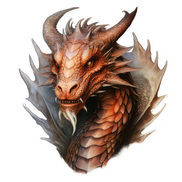Head of dragon isolated on white created with Generative AI