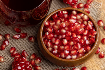red pomegranate without peel with lots of sweet seeds