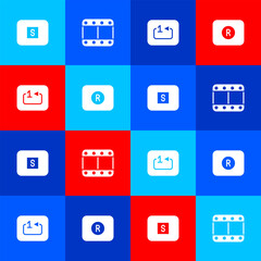 Set Stop media button, Play video, Repeat track music player and Record icon. Vector