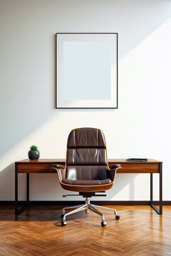 Verticle frame mockup modern office room wall art display