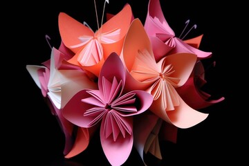 origami-inspired folded paper flowers, created with generative ai