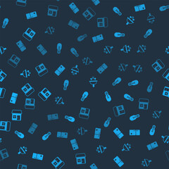 Set Refrigerator, Light bulb, Washbasin and House on seamless pattern. Vector