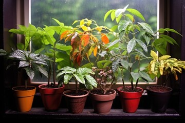 unique coffee plant varieties growing together, created with generative ai
