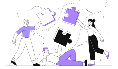 Man and woman with joint work line concept