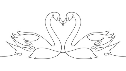 Continuous line swans concept © Aleksey