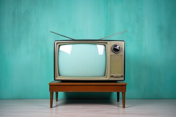 Vintage TV against the wall. Retro style. Generative AI