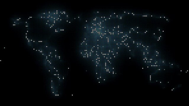 stylized abstract digital world map with small dots in glowing modern seamless pattern
