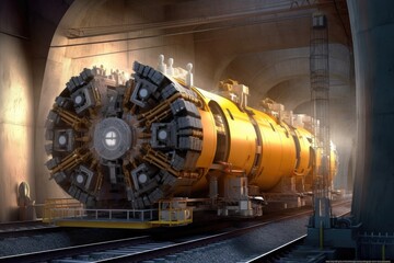 Fototapeta na wymiar 3d rendering of tunnel boring machine in operation, created with generative ai