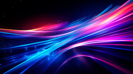 Fototapeta premium Neon speed light Abstract background. AI generative