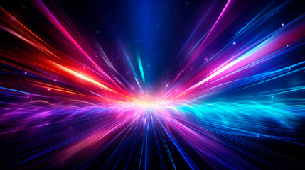 Cosmic explosion Neon speed light Abstract background. AI generative