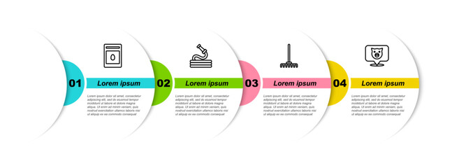 Set line Pack full of seeds of plant, Garden hose, rake and Pig. Business infographic template. Vector © vector_v