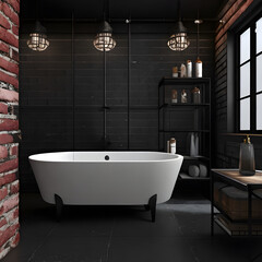  Bathroom  featuring a Luxurious Bathtub and Sink that Exudes Elegance, Serenity, and Modern Design Sophistication."