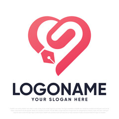 Heart Pen Logo Design